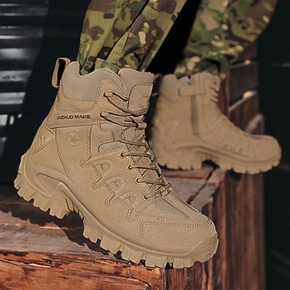 Men Combat Boots Waterproof Non-Slip Hiking Boots Anti-Puncture Anti-Sprain Work Boots
