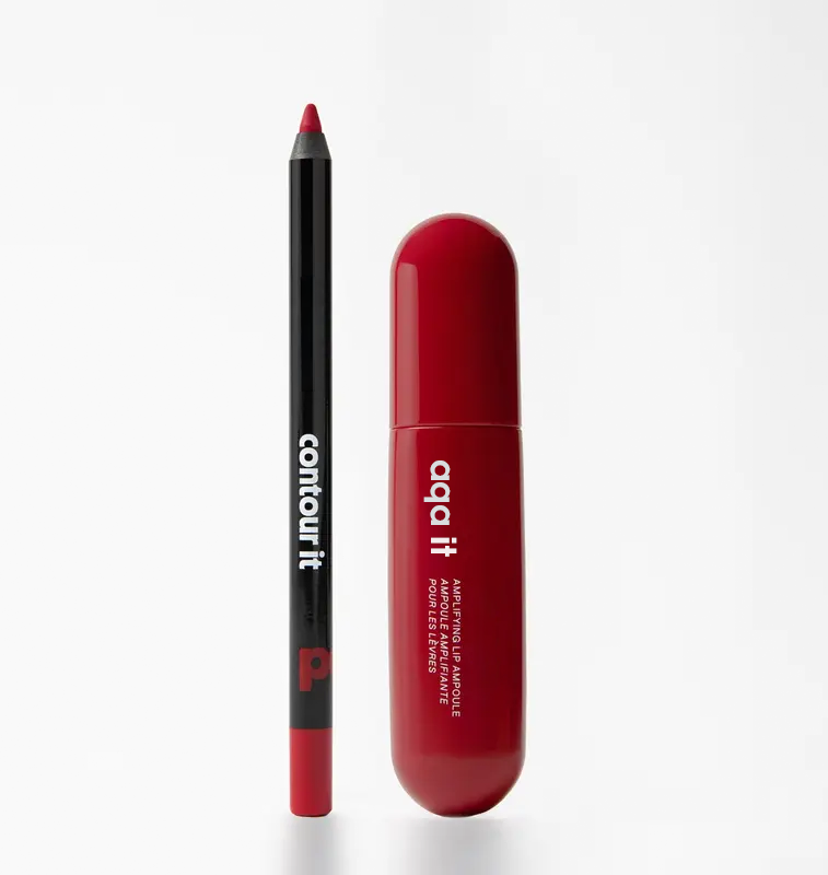 Color-rich lip ampoules with matching lip liner