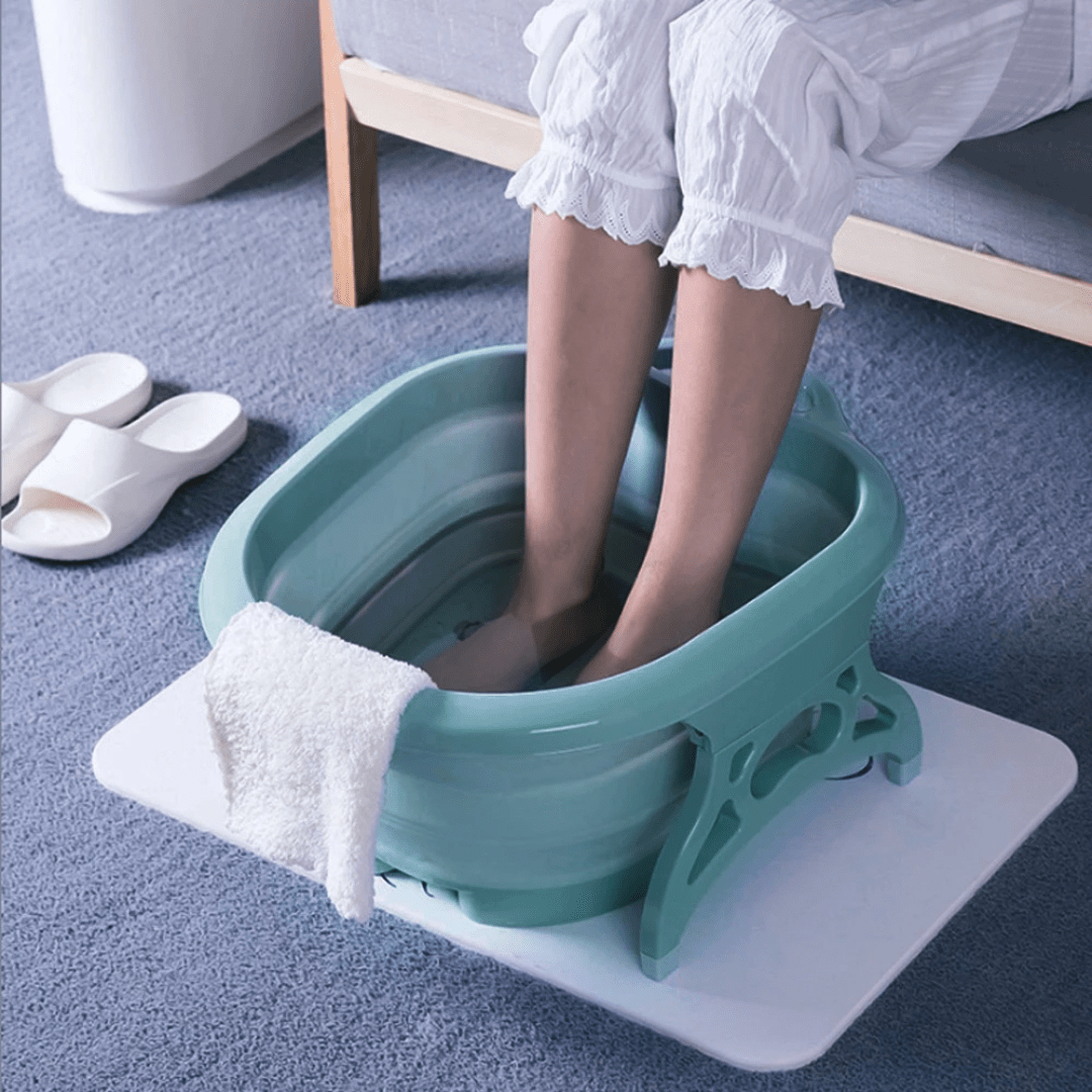 Bacia Dobrável para Spa de Pés com Rolos Massageadores – Conforto para Pés Cansados