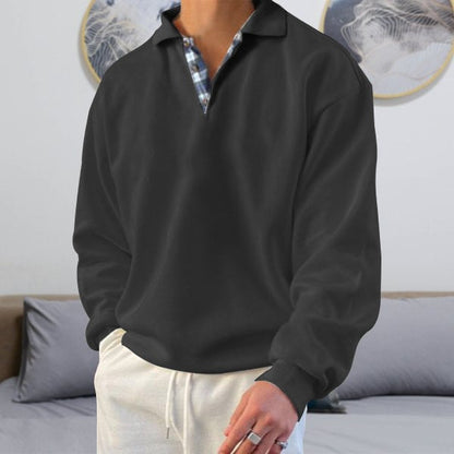 Bruno - Herren Langarm-Hoodie mit V-Ausschnitt