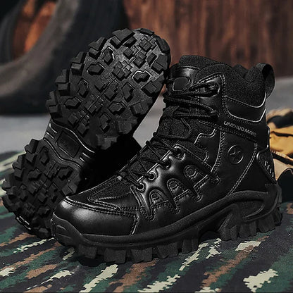 Men Combat Boots Waterproof Non-Slip Hiking Boots Anti-Puncture Anti-Sprain Work Boots