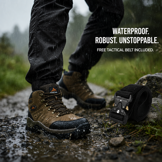 Waterproof hiking boots + free belt included