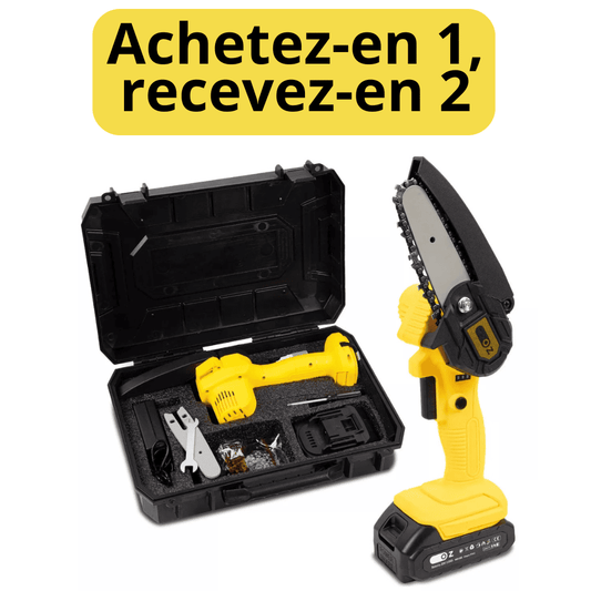 Mini tronçonneuse électrique portable à batterie bivolt - Achetez-en 1 et recevez-en 2