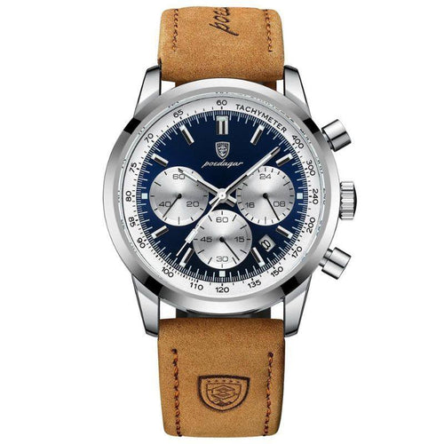 Herren Edelstahl-Uhr mit schickem Lederarmband | Orion